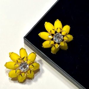 NEW Elizabeth Cole Yellow Floral 14k Gold Earrings